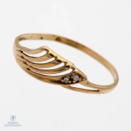 Timanttisormus 2xn.0.005ct, pieniä käytön jälkiä, koko 19, 585,  Paino: 1 g