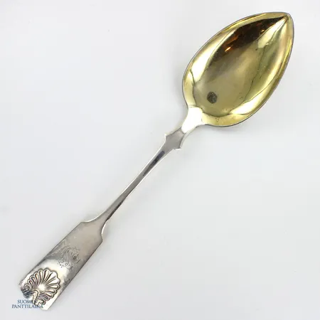 Lusikka, Musla, kaiverrettu, pituus 246mm, 813h,  Paino: 60,4 g