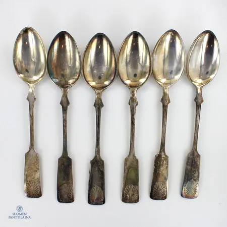 Kuusi jälkiruokalusikkaa, Musla, pituus 166mm, 813,  Paino: 118,5 g