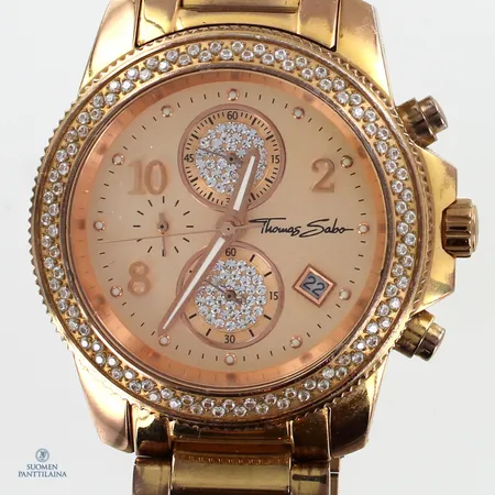Teräsrannekello Thomas Sabo, quartz, paristo loppunut, rungon Ø41mm, teräsrannekkeen pituus 220mm, naarmuja