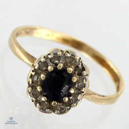 Vääntynyt Diana-kivisormus timanteilla 10xn.0.005ct, koko 17¼, 585br,  Paino: 1,9 g