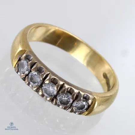 Timanttisormus 5xn.0.08ct, koko 18, 750,  Paino: 5,9 g