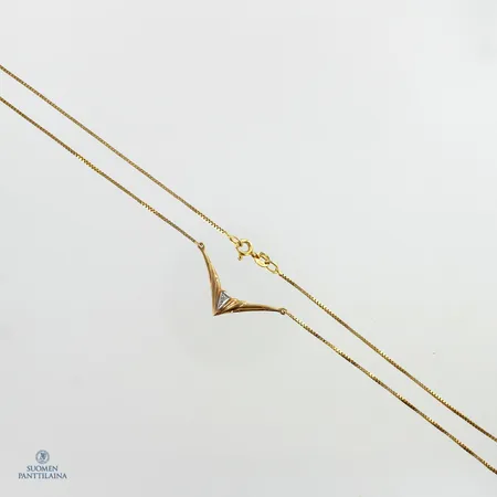 Timanttikaulakoru 1xn.0.005ct, pituus 46cm, 585,  Paino: 3,1 g