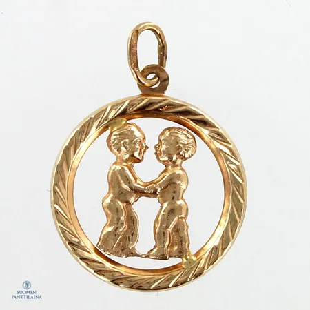 Horoskooppi-riipus, kaksonen, korkeus 21mm, 585,  Paino: 1 g