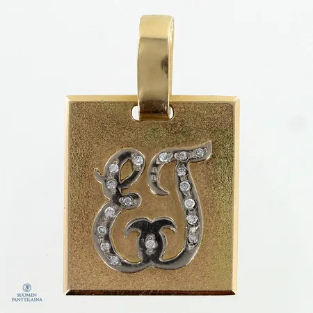 Timanttiriipus 16xn.0.005-0.01ct, korkeus 35mm, 585 kelta- ja valkokulta,  Paino: 9,9 g