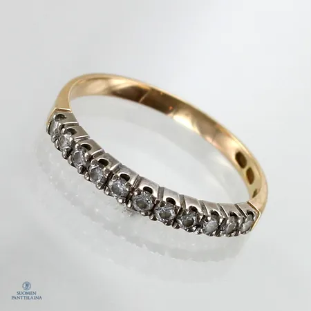 Timanttisormus 11xn.0.02ct, koko 16¾, 585 kelta- ja valkokulta,  Paino: 1,5 g