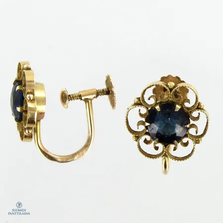 Kivikorvakorut, korkeus 15mm, vanhalla kierremekanismilla, 585br,  Paino: 1,7 g