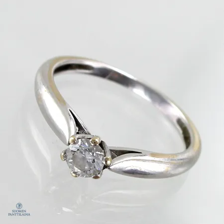 Timanttisormus 1xn.022ct, koko 16, 750 valkokulta,  Paino: 1,8 g