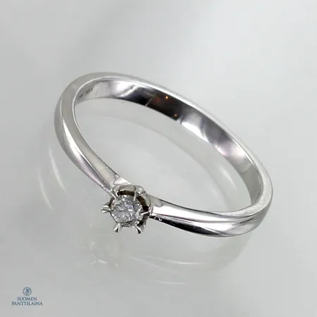 Timanttisormus 1xn0.07ct, koko 18, 585 valkokulta,  Paino: 2,4 g