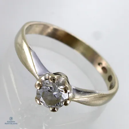 Timanttisormus 1xn0.49ct, koko 18, 585 valkokulta,  Paino: 2,5 g