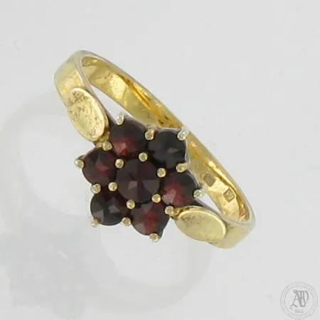 Granaatti-sormus, koko 17, 925br,  Paino: 2 g