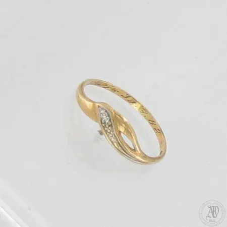 Timanttisormus 1xn.0.005ct, koko 16¼, runko hieman vääntynyt, 585,  Paino: 0,9 g
