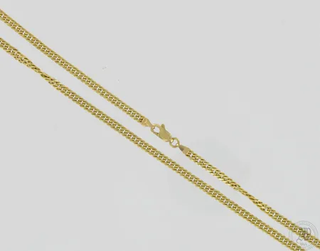 Panssarikaulaketju, pituus 49,5cm, leveys 3mm, pieniä käytön jälkiä, 585,  Paino: 6,5 g