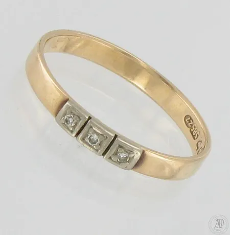 Timanttisormus 3xn.0.01ct, koko 18½, 585,  Paino: 1,9 g