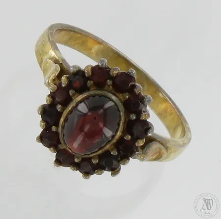Granaatti-sormus, koko 20, 925br,  Paino: 6,2 g