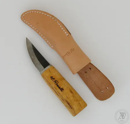 Puukko H.Roselli, Mummumhammas, terä 60mm, nahkatuppi,