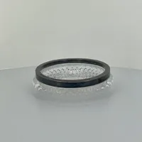 Kristallituhkakuppi hopeareunuksella, kaiverrettu, korkeus 45mm, käytön jälkiä, 813, Paino: 39,3 g