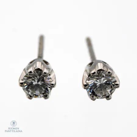 Timanttikorvakorut 2xn.0.16ct, Ø 4mm, 585 valkokulta,  Paino: 1,1 g