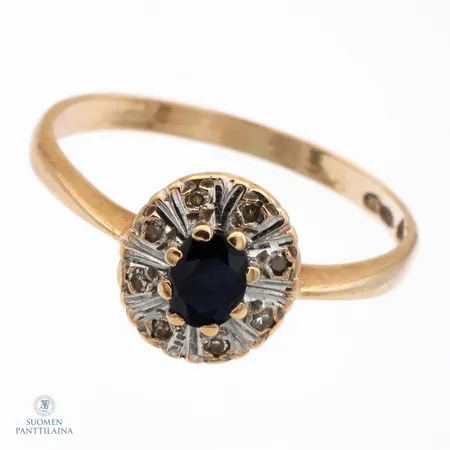 Kivisormus timanteilla 8xn.0.005ct, koko 17½, 585br,  Paino: 1,6 g