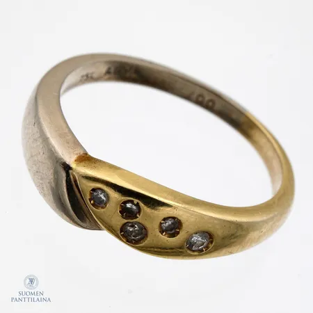 Timanttisormus 2xn.0.02ct 3xn.0.01ct, koko 17¾, 750 kelta- ja valkokulta,  Paino: 3,6 g