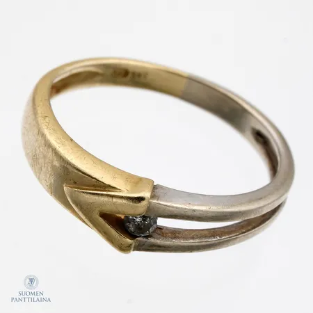 Timanttisormus 1xn0.04ct, koko 15½, 585 kelta- ja valkokulta,  Paino: 2,1 g