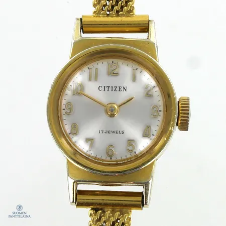 Teräsrannekello Citizen, 17 jewels, mekaaninen, rungon Ø18mm, metallirannekkeen pituus 160-170mm, 