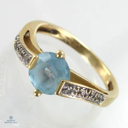 Kivisormus timanteilla 8xn.0.005ct, koko 16½, 585br,  Paino: 3 g