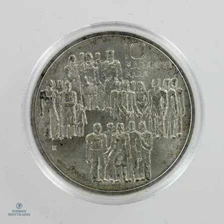 Juhlaraha, Itsenäinen Suomi 60 vuotta, nimellisarvo 10mk, 1917-1977, 500, Paino: 22 g