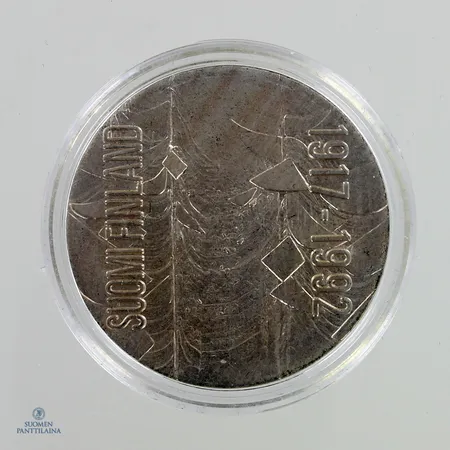 Juhlaraha, 100 Markkaa 1917-1992, Itsenäinen Suomi 75 vuotta, 925, Paino: 24,1 g