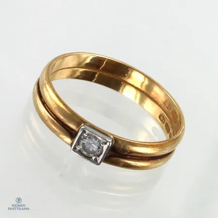 Timanttisormus 1xn0.10ct, koko 17, 750kelta- ja valkokulta,  Paino: 2,7 g