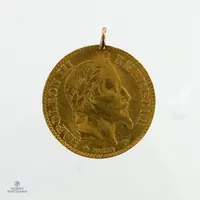 Kultakolikkoriipus, Napoleon III, 10 Francs, 1866, 875br (lenkki 585),  Paino: 3,2 g