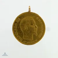 Kultakolikkoriipus, Napoleon III, 10 Francs, 1864, 875br (lenkki 585),  Paino: 3,3 g