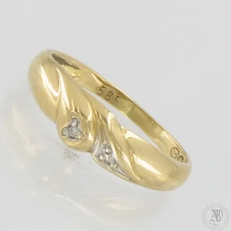 Lasten timanttisormus 1xn.0.005ct, koko 14¼, 585, Paino: 0,8 g