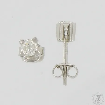 Timanttikorvakorut 2xn.0.15ct, Ø 5mm, 585 valkokulta,  Paino: 1,4 g
