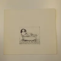 Litografia, Susanna kylvyssä, korkeus 80mm, leveys 90mm, 49 / 50, signeerattu Olavi Hurmerinta 1980. 