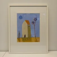 Liitutyö, Maisema, korkeus 31cm, leveys 24cm, signeerattu OM 2019, O. Merta.