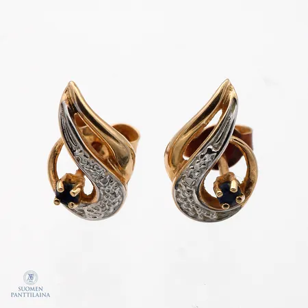 Sinisafiirikorvakorut, korkeus 12mm, 585br,  Paino: 1,2 g