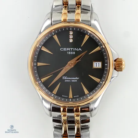 Teräsrannekello Certina DS Action, Chronometer, 200m/660ft, Swiss Made, C032051A, 57J UBL 9X5, Quartz, rungon Ø33.5mm, teräsrannekkeen pituus 180mm, laatikko, 