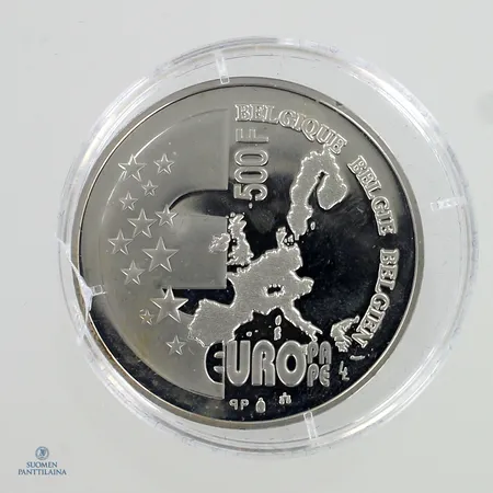 Hopeinen juhlaraha, 500 Francs (Belgian European Union Presidency) 2001 , 925,  Paino: 23,1 g