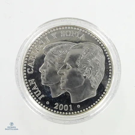 Hopeinen juhlaraha, 2000 Pesetas - Juan Carlos I (Last issue of the peseta) 2001 , 925,  Paino: 18 g
