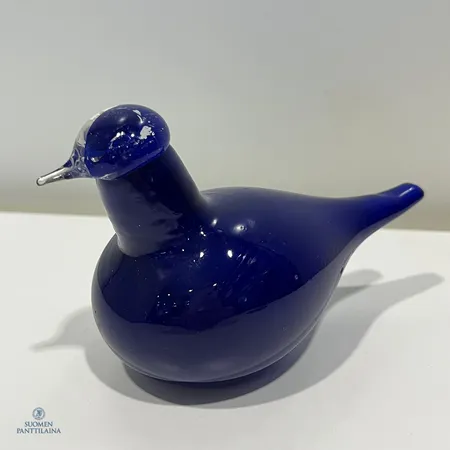 Lasilintu, sininen, signeeraus O. Toikka, Iittala, pituus 115mm