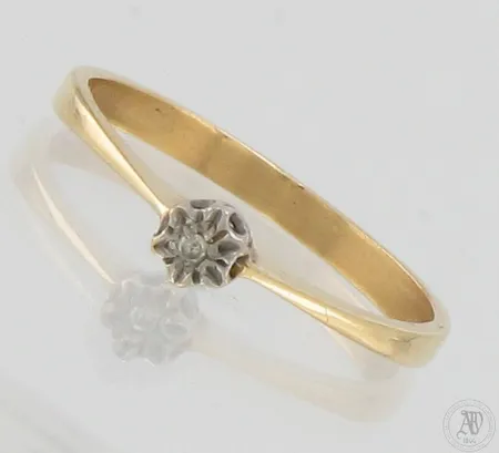 Timanttisormus 1xn.0.005ct, koko 16, leveys 2mm, 585,  Paino: 1,2 g