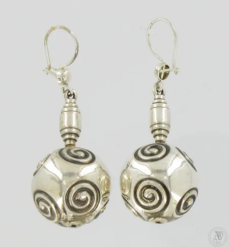 Korvakorut Kalevala Koru, Halikon Käätykoru Spiraali, korkeus 48mm, 925,  Paino: 12,5 g