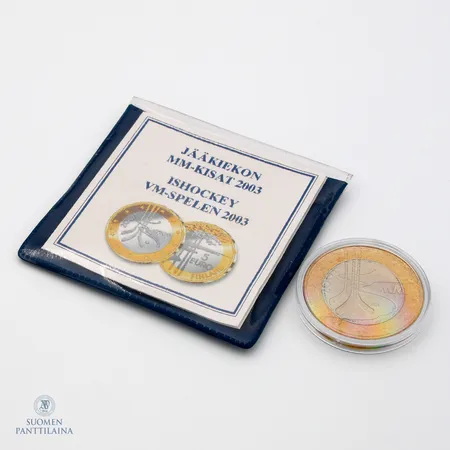 Juhlaraha, 5 euroa, Jääkiekon MM-kisat 2003, "Jutin vitonen". 