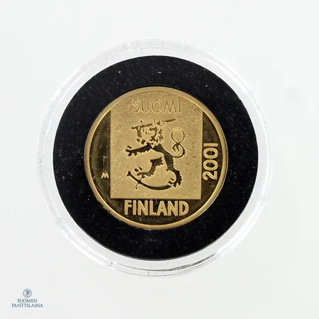 Kultaraha, Suomi 2001, Kultamarkka 2001, nimellisarvo 1 markka, 750, Paino: 8,7 g
