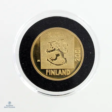 Kultaraha, Suomi 2001, Kultamarkka 2001, nimellisarvo 1 markka, 750, Paino: 8,7 g