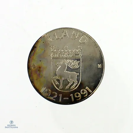 Juhlaraha, Åland 1921-1991, nimellisarvo 100mk, 925,  Paino: 24,4 g