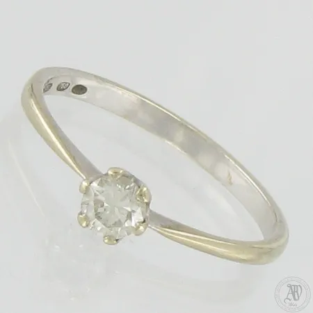Timanttisormus 1xn.0.25ct, koko 18, 750 valkokulta,  Paino: 1,9 g