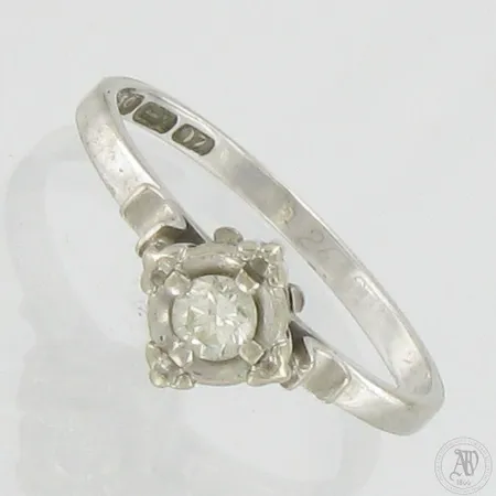 Timanttisormus 1xn.0.13ct, koko 16¼, 750 valkokulta, Paino: 2 g