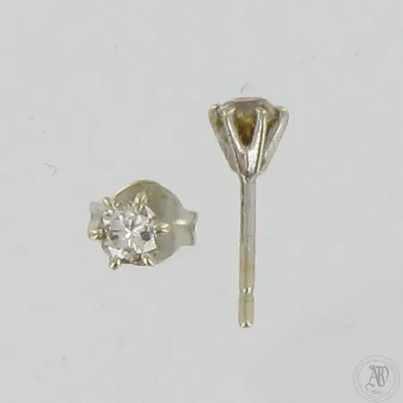 Timanttikorvakorut 2xn.0.10ct, Ø 4mm, toisessa ei kantaa, 585 valkokulta,  Paino: 0,6 g